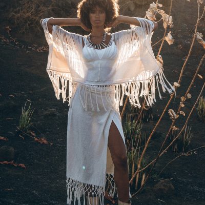 Off White Bohemian Crop Top Boho Frayed Blouse